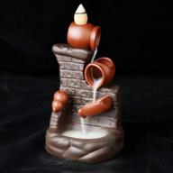 🌌 milkyway backflow incense burner: ceramic waterfall tower + 10 cones - decorative statue figurine for home логотип