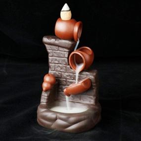 img 4 attached to 🌌 MilkyWay Backflow Incense Burner: Ceramic Waterfall Tower + 10 Cones - Decorative Statue Figurine for Home