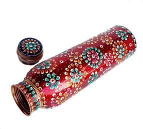 img 2 attached to Authentic Rastogi Handicrafts Copper Bottle: Hand Painted in Red - 950ml/33oz Capacity for Water Storage