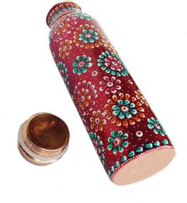 img 1 attached to Authentic Rastogi Handicrafts Copper Bottle: Hand Painted in Red - 950ml/33oz Capacity for Water Storage