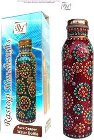 img 3 attached to Authentic Rastogi Handicrafts Copper Bottle: Hand Painted in Red - 950ml/33oz Capacity for Water Storage