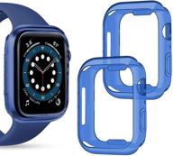 📱 готон тпу ударопрочный чехол-бампер-защитник для iwatch apple watch se / серия 6 / серия 5 / серия 4 (2 штуки, синий + синий, 40 мм) логотип