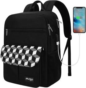 img 4 attached to Stylish Laptop Backpack for Women and Men - 15.6 inch, USB Charging Port, Anti-Theft, Waterproof - Ideal for Travel, Work, and School