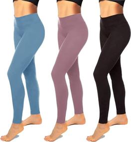 img 4 attached to 👖 Women's High Waisted Leggings - Seamless Black Workout Pants for Running, Yoga, Tummy Control - Regular & Plus Sizes Available