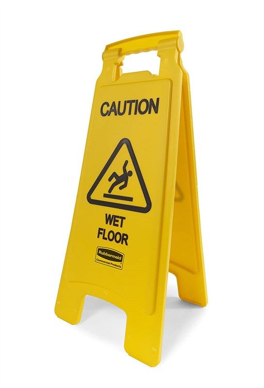rubbermaid commercial 2 sided caution fg611277yel 로고