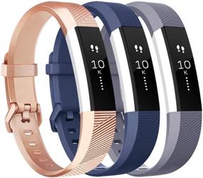img 4 attached to 🌸 Adjustable Replacement Wristbands for Fitbit Alta HR/Ace Bands and Alta Bands – Gray Rose-Gold Blue, Small size – by Vancle