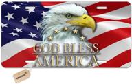 bald eagle usa flag license plate - patriotic novelty front plate with god bless american letter - 6 x 12 inch decorative license plate by amcove logo