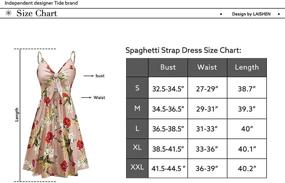 img 1 attached to 🌸 Stylish LAISHEN Floral Sundress: V Neck, Tie Knot Front, Spaghetti Strap, Summer Dress with Pockets for Women