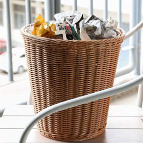 img 2 attached to 🗑️ Wicker Trash Can Rattan Garbage Bin Waste Basket for Home, Bedroom, Kitchen, Bathroom, and Office - BESPORTBLE