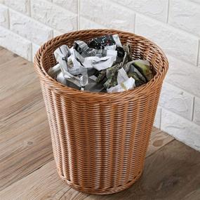 img 3 attached to 🗑️ Wicker Trash Can Rattan Garbage Bin Waste Basket for Home, Bedroom, Kitchen, Bathroom, and Office - BESPORTBLE