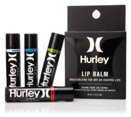 hurley lip balm - 4 pack assortment of beeswax based lip moisturizers (mint, pomegranate, coconut, original) logo