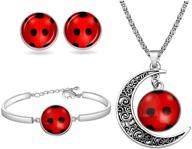 🐞 ladybug jewelry set - wsnang lucky ladybug bracelet, necklace, and studs for women and girls - perfect gift for ladybug and insect lovers - wishful and lucky gift logo