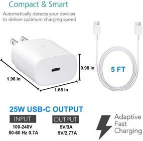 img 3 attached to Samsung USB-C Super Fast Charging Wall Charger - 25W PD Adapter with Type-C Cable (5ft) for Galaxy S20/S21/S21+ Ultra/Note10/Note20/S9/S8/S10e (White)