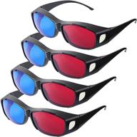 👓 3d movie game glasses - red and blue 3d style glasses for 3d movies and games - light, simple design - enhance your 3d viewing experience with 4 pieces logo