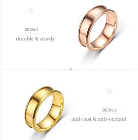 img 1 attached to 💍 5pcs/Box Stainless Steel Rings Set - 6mm Polished Grooved Finger Ring Band for Women & Men - Plain Wedding Band Engagement Ring with Beveled Edges - 5 Colors Available - Ideal for DIY Jewelry Making
