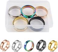 💍 5pcs/box stainless steel rings set - 6mm polished grooved finger ring band for women & men - plain wedding band engagement ring with beveled edges - 5 colors available - ideal for diy jewelry making logo