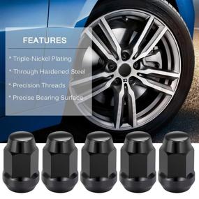 img 1 attached to 🔩 20Pcs Black Lug Nuts 12x1.5 - Closed End Bulge Acorn Lug Nuts - 3/4" Hex - Compatible for Ford Fusion (2009-2019), Ford Escape (2009-2019), Ford Focus (2012-2019)