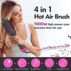 img 3 attached to 💁 1000W Hot Air Brush with De-Scalding & Frizz-Free Feature - Lightweight, ALCI Plug, Temp Control - 4 in 1 Hair Styler and Volumizer for Women - Noise-Reducing, Salon Ion Technology