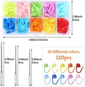 img 3 attached to 🧶 120 Knitting Crochet Stitch Markers, Colorful Markers Crochet Clips with 9 Big Eye Sewing Needles (2inch×3/2.3inch×3/2.7inch×3)