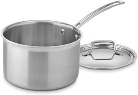 img 2 attached to Cuisinart MCP194-20N MultiClad Pro Stainless Steel 4-Quart Saucepan with Lid - Top Pick for Kitchen Cookware