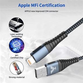 img 4 attached to 🔌 Fast Charger iPhone Cord 2Pack 3FT+6FT - MFi Certified Lightning USB Cable for iPhone 12 Pro/12 Mini/11 Pro Max XS XR X 10 8 7 Plus 6s 6 5s SE iPad Pro Air