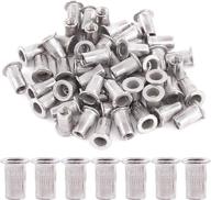 🔩 rustark 50 pieces 10-24'' unc 304 stainless steel rivet nuts with flat head threaded insert nutserts - high-quality rivnuts kit (10-24'' unc) logo