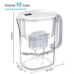 img 3 attached to 🚰 SHARMOON 10 Cup Water Filter Pitcher - Large Purifier with Electronic Filter Indicator, BPA-Free and Adjustable Filtration Speed - Reduces Chlorine, Heavy Metals, Fluoride, Bad Taste & Odor - White