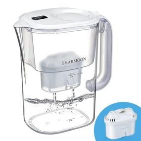img 4 attached to 🚰 SHARMOON 10 Cup Water Filter Pitcher - Large Purifier with Electronic Filter Indicator, BPA-Free and Adjustable Filtration Speed - Reduces Chlorine, Heavy Metals, Fluoride, Bad Taste & Odor - White