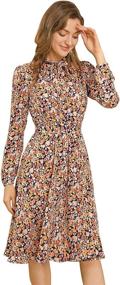 img 4 attached to 🌸 Vintage Belted Floral Dress for Women - Allegra K Tie Neck Chiffon Long Sleeves