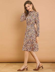 img 1 attached to 🌸 Vintage Belted Floral Dress for Women - Allegra K Tie Neck Chiffon Long Sleeves