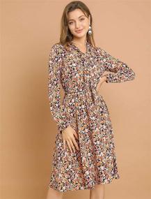 img 3 attached to 🌸 Vintage Belted Floral Dress for Women - Allegra K Tie Neck Chiffon Long Sleeves