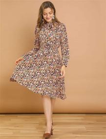 img 2 attached to 🌸 Vintage Belted Floral Dress for Women - Allegra K Tie Neck Chiffon Long Sleeves