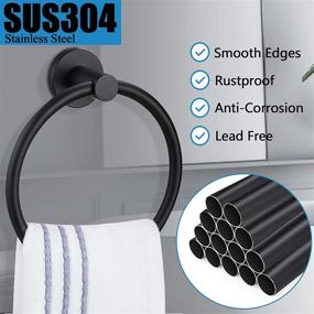 img 3 attached to 🔲 Pynsseu Matte Black Towel Ring: Stylish, Heavy Duty Storage Solution for Bathroom and Kitchen - 1 Pack, Wall Mount, Stainless Steel