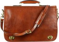 🧳 italian handcrafted full grain leather briefcase for men - messenger bag in vibrant orange for laptop - time resistance логотип