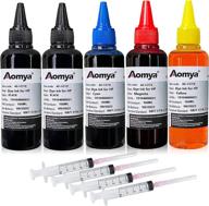 aomya 5x100ml ink refill kit for hp 61 60 62 63 950 951 564 920 901 inkjet printer cartridges refillable cartridge cis ciss system (2 black logo