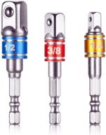 🔧 impact grade socket adapter/extension set: transform power drill into high speed nut driver, 3pcs 1/4", 3/8", 1/2" hex shank bit square power drill cordless impact sockets bit set with color-coded ring logo