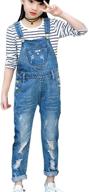 👖 laviqk distressed bib denim overalls: stylish & stretchy ripped jeans for big girls, ages 3-14 logo