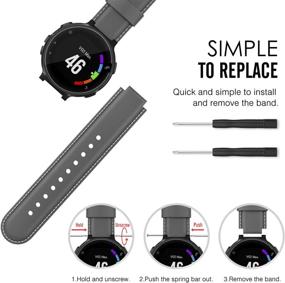 img 3 attached to 📱 MoKo Genuine Leather Watch Band - Compatible with Garmin Forerunner 235/235 Lite/220/230/620/630/735XT/Approach S20/S6/S5 Smart Watch