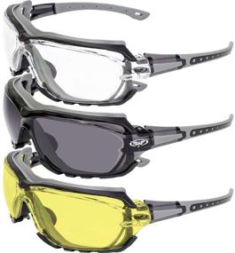 img 4 attached to 🕶️ Global Vision Octane Padded Motorcycle Sport Sunglasses - 3 Pairs with Clear Smoke and Yellow Lens