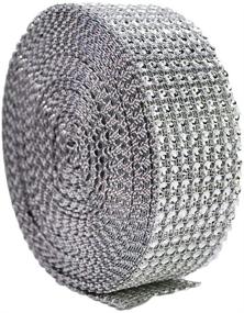 img 4 attached to 💎 5 Yard Diamond Sparkling Rhinestone Mesh Ribbon Roll - Silver: Perfect for Craft Decoration, Sewing, and Trimming!