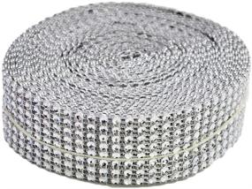 img 3 attached to 💎 5 Yard Diamond Sparkling Rhinestone Mesh Ribbon Roll - Silver: Perfect for Craft Decoration, Sewing, and Trimming!