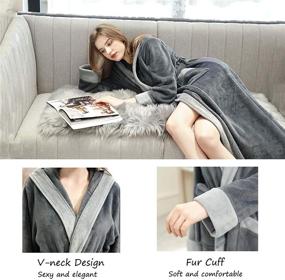 img 1 attached to 🧥 Winter-ready: Ultra Cozy Long Hooded Bathrobe for Women - Flannel Fleece Robes for Optimal Warmth and Comfort - Perfect Housecoat, Nightgown, and Pajamas in One!