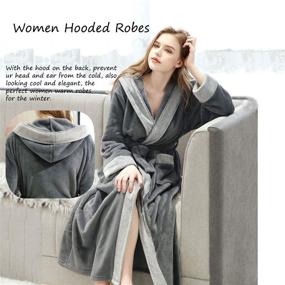 img 3 attached to 🧥 Winter-ready: Ultra Cozy Long Hooded Bathrobe for Women - Flannel Fleece Robes for Optimal Warmth and Comfort - Perfect Housecoat, Nightgown, and Pajamas in One!