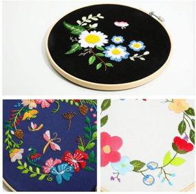 img 1 attached to 🌸 Ochine Embroidery Starter Kit: Floral Patterns with English Instructions for Adult Beginners - Cross Stitch, Hand Stitched Decoration (3 Pack)