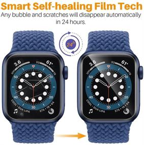 img 1 attached to 📱 Окончательная защита для Apple Watch Series 6 SE Series 5 44MM: LK 8 Pack Максимальный защитный экран - самовосстанавливающийся, без пузырьков, HD прозрачный гибкий TPU пленка.