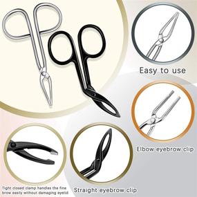 img 1 attached to Versatile Set of Eyebrow Tweezers: 6-Piece Scissors Shaped Stainless Steel Slanted and Flat Tip Hair Pluckers - Dual Scissor Handle Design