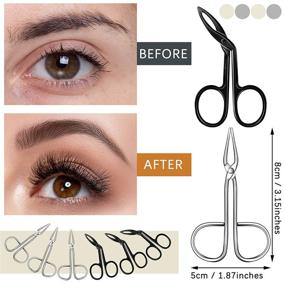 img 2 attached to Versatile Set of Eyebrow Tweezers: 6-Piece Scissors Shaped Stainless Steel Slanted and Flat Tip Hair Pluckers - Dual Scissor Handle Design