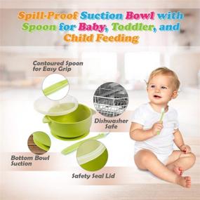 img 2 attached to Silicone Suction Baby Bowl with Lid: BPA Free, 100% Food Grade Silicone for Infants and Toddlers - Easy Self-Feeding Solution