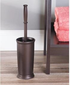 img 3 attached to mDesign Space-Saving Freestanding Plastic Toilet Bowl Brush and Holder - Ideal 🚽 for Bathroom Storage and Organization - Sturdy, Deep Cleaning, Covered Brush - Bronze