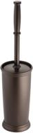 mdesign space-saving freestanding plastic toilet bowl brush and holder - ideal 🚽 for bathroom storage and organization - sturdy, deep cleaning, covered brush - bronze logo